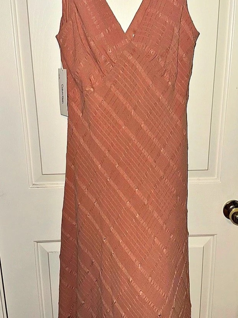 Calvin Klein Maxi V-Neck Dress in Pink Like New